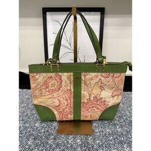 Etienne Aigner Handbag Green Pink Cream Brass Crossbody Women’s Summer Bag